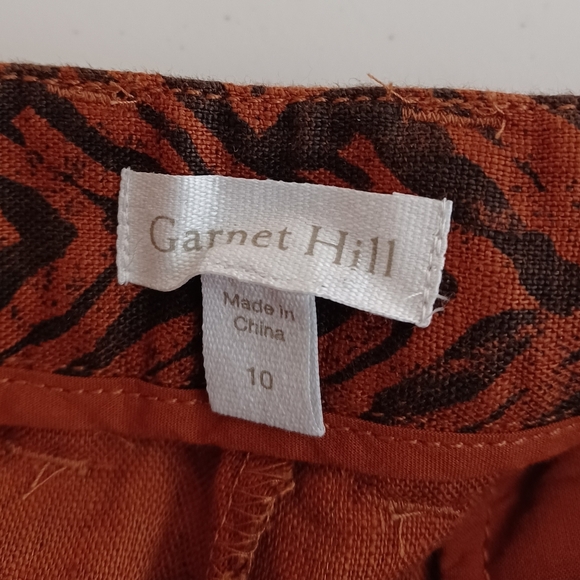 NWOT Garnet Hill Boho 100% Linen Sz 10 Chevron Print Cinnamon Woodblock Trousers - Picture 10 of 15